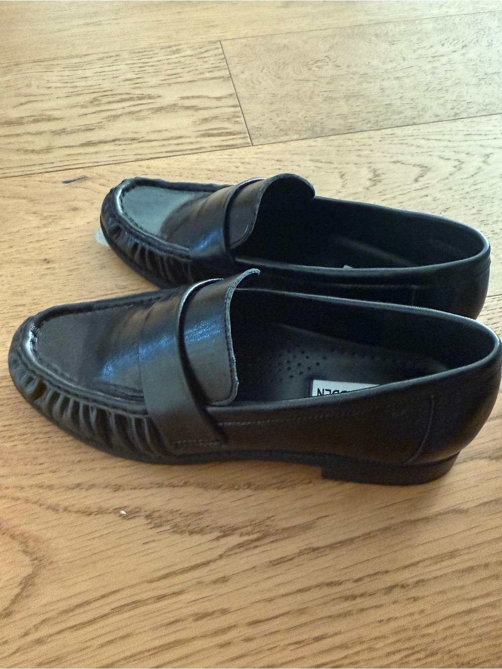 Steve Madden Black Leather Penny Loafers - Women's